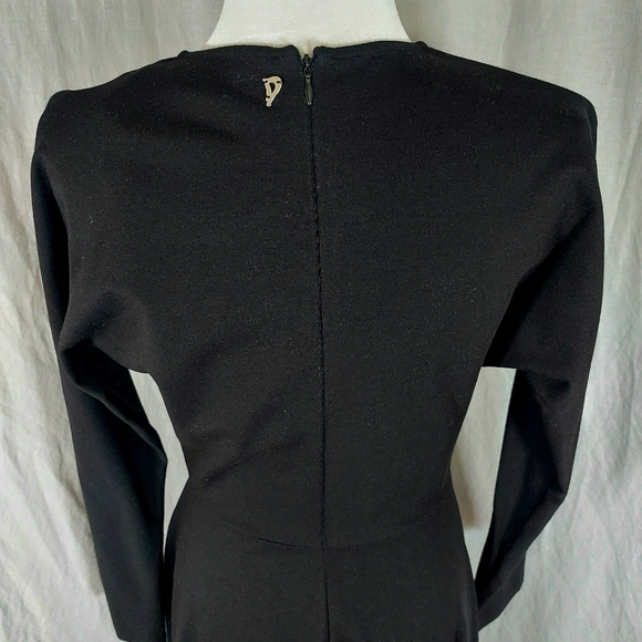 Dondup black jersey long-sleeve A-line midi dress keyhole crewneck, EUXL, NWT - Picture 4 of 11